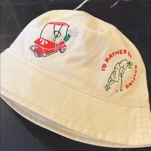 NWT Tory Burch Cream Bucket Hat with Golf Embroidery